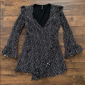 Zara polka dot wrap skort romper